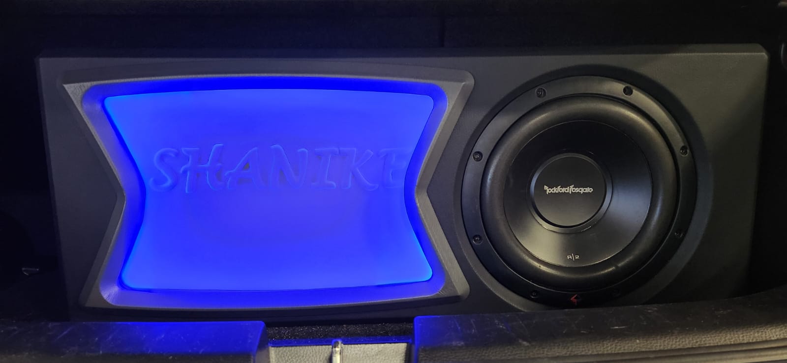 Blue backlit custom speaker panel