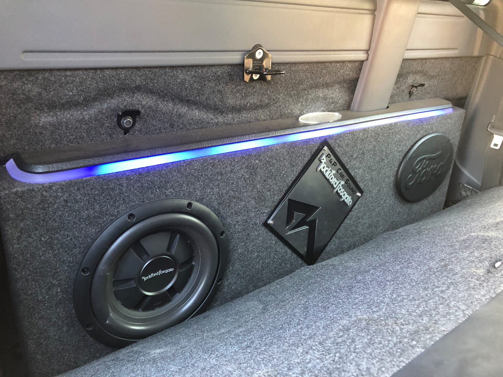 Blue lit custom door audio panel