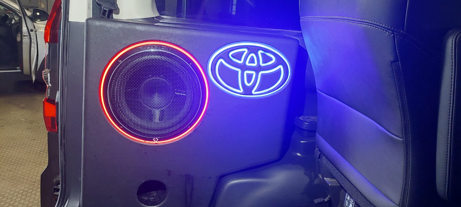Blue lit toyota audio panel