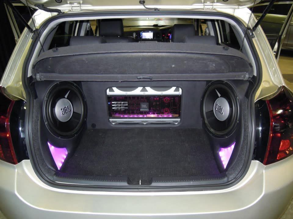 Blue lit trunk subwoofer build