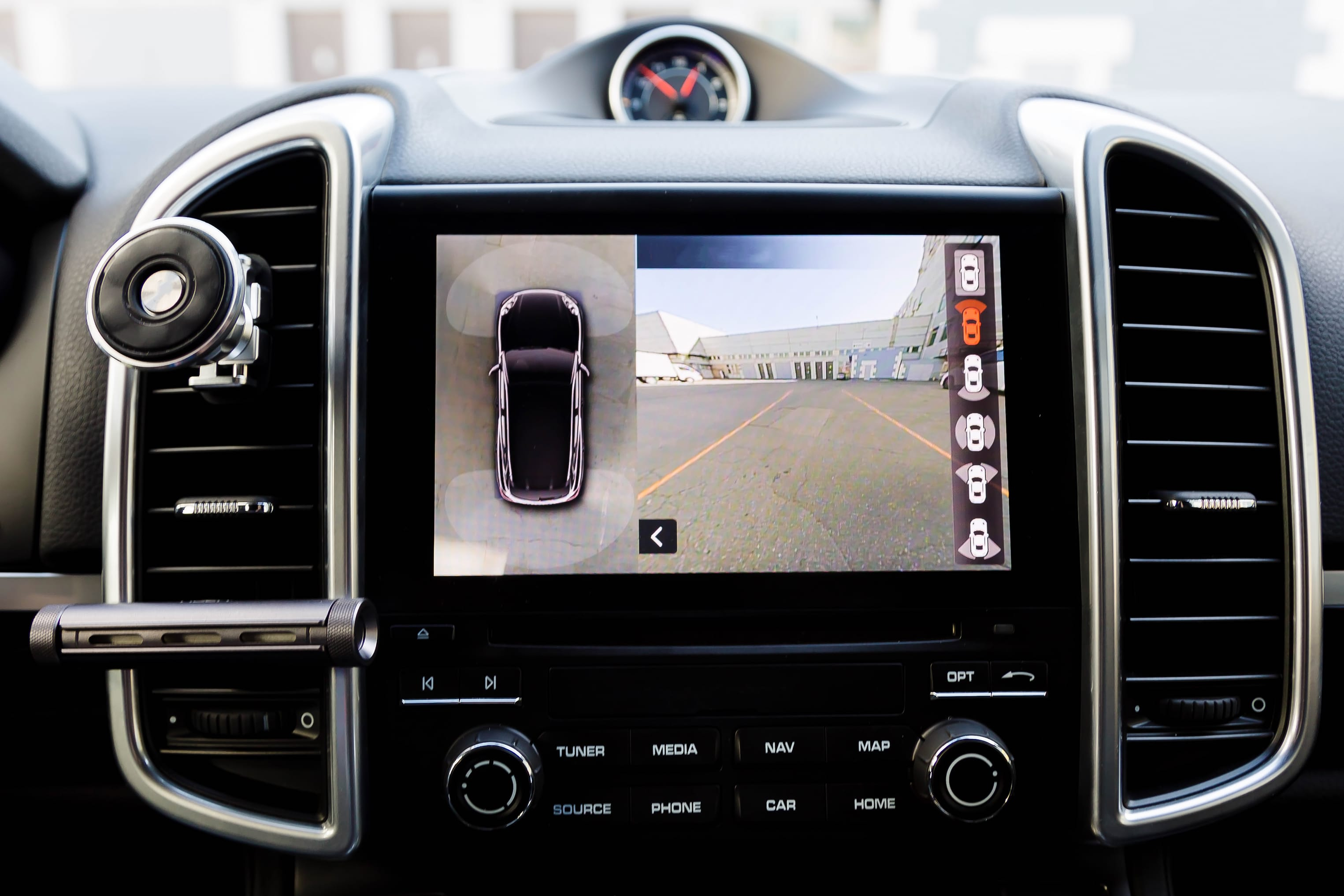 Vehicle infotainment screen installed in a dashboard