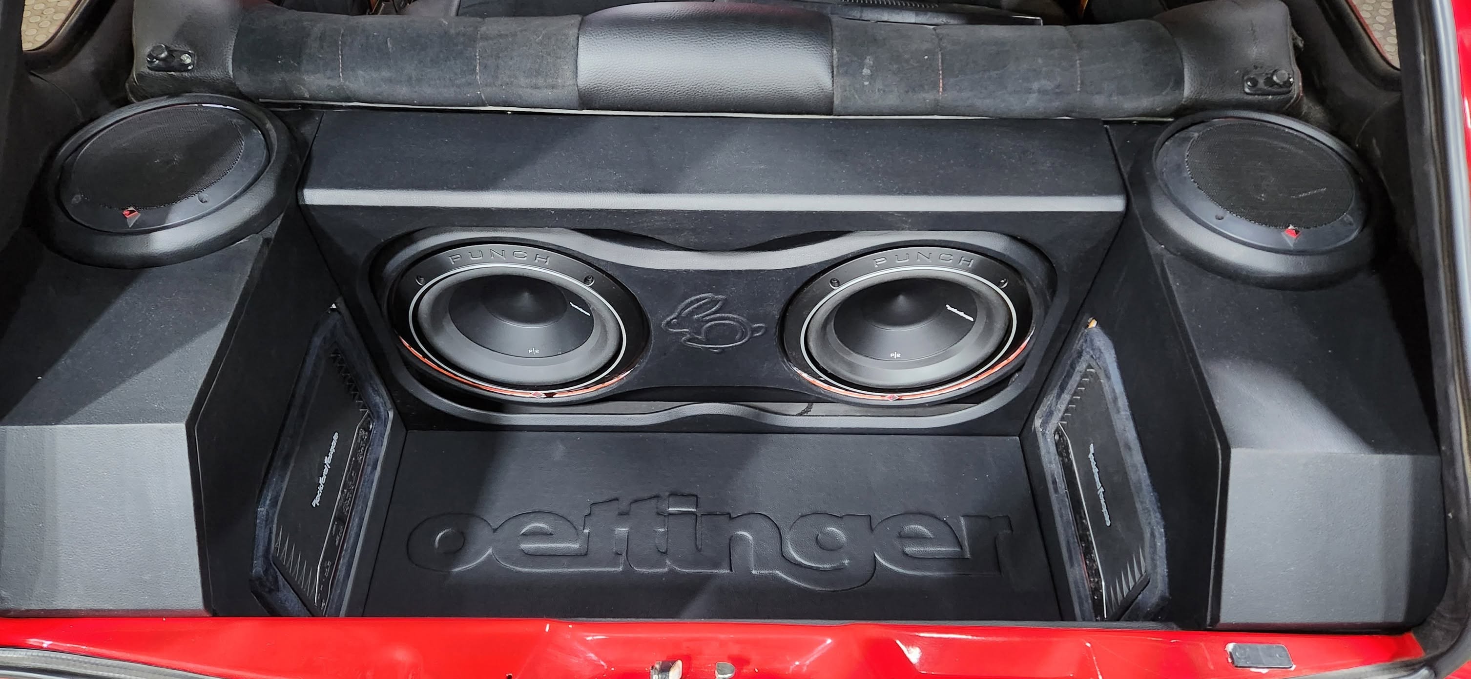 Custom trunk subwoofer enclosure installation