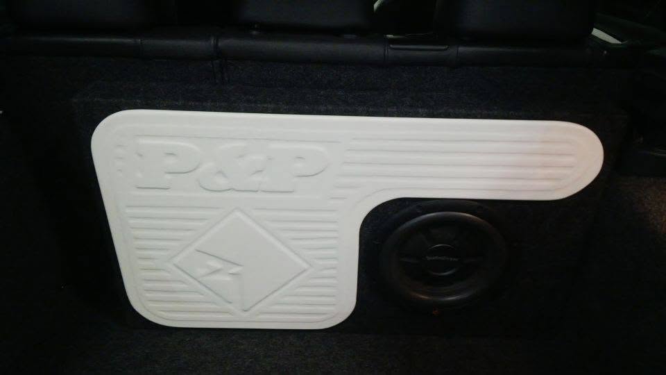 Embossed speaker panel closeup